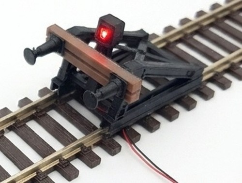 Model railway buffer stop with - buffer,